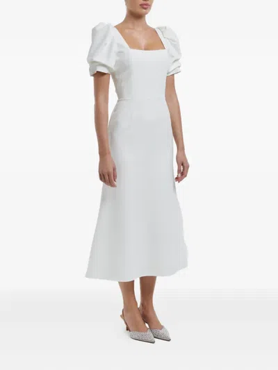 Post Meridiem Godet-silhouette Square-neck Midi Dress