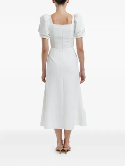 Post Meridiem Godet-silhouette Square-neck Midi Dress
