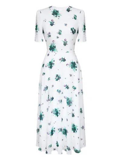 花卉印花中长连衣裙