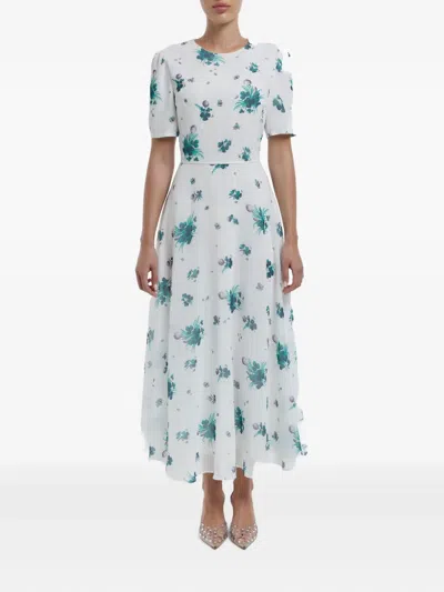 花卉印花中长连衣裙