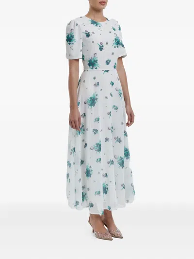 花卉印花中长连衣裙