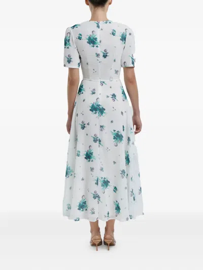 花卉印花中长连衣裙