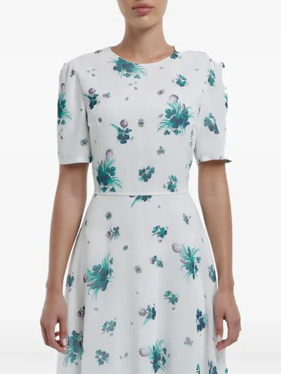 花卉印花中长连衣裙