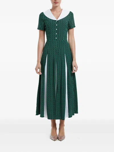 Post Meridiem Contrast-collar Midi Dress