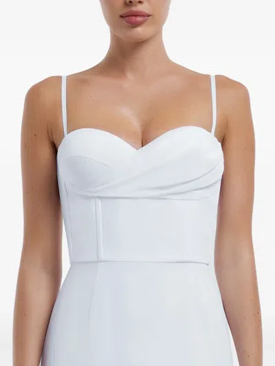 Post Meridiem Draped-bodice Flounced Bustier Dress