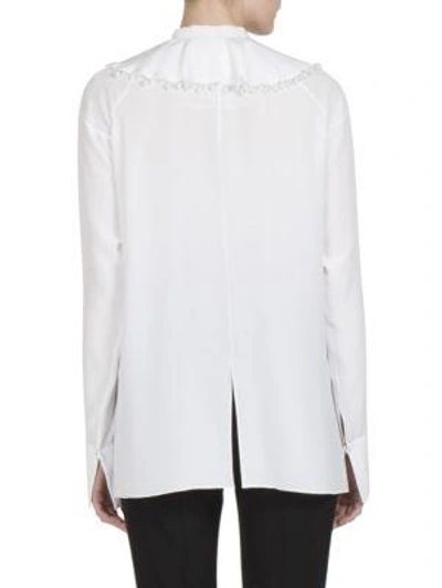 Shop Givenchy Pearlized Embellished Ruffle Blouse In White
