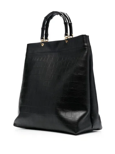 Jil Sander Bamboo-handle Embossed Leather Tote Bags