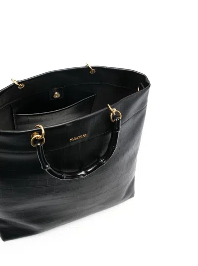 Jil Sander Bamboo-handle Embossed Leather Tote Bags