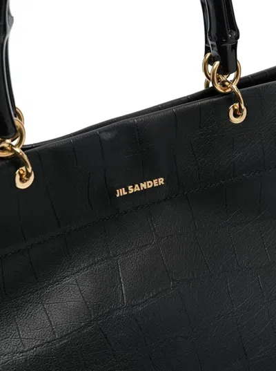 Jil Sander Bamboo-handle Embossed Leather Tote Bags