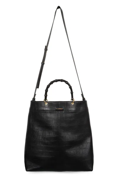 Jil Sander Bamboo-handle Embossed Leather Tote Bags