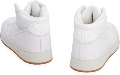 Saint Laurent Leather High-top Sneakers Perforated Detailing In White