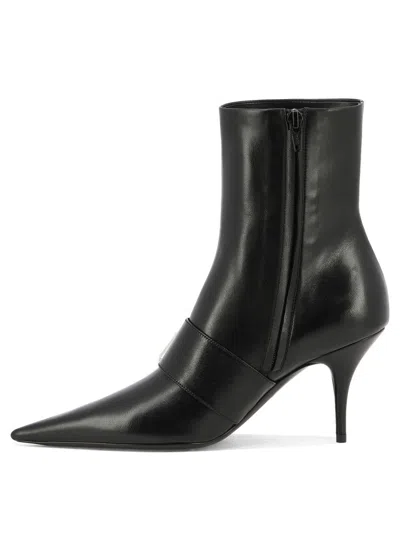 Balenciaga Women Leather Ankle Boots With Maxi Buckle In Black