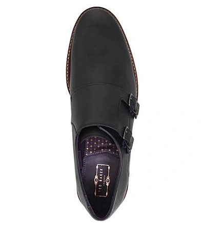Shop Ted Baker Kartor 3 Black Leather Double Monk Shoes