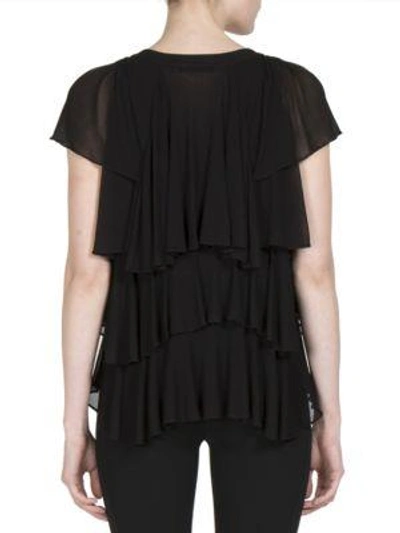Shop Givenchy Tiered Ruffle Lace-up Top In Black