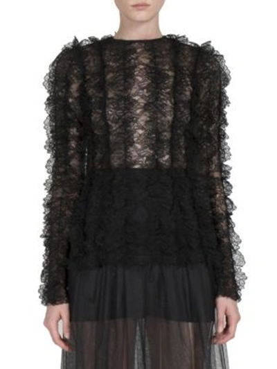 Givenchy Ruffled Lace Blouse In Black