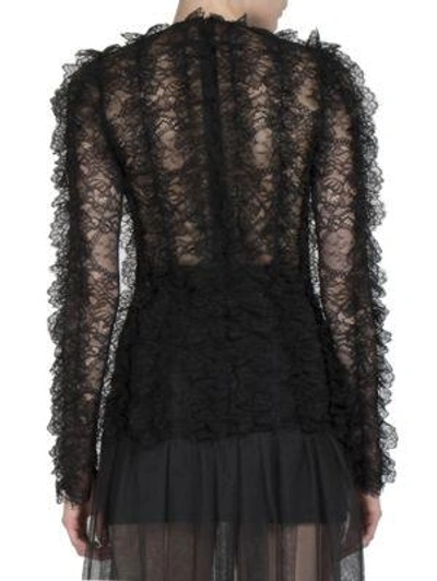 Shop Givenchy Ruffled Lace Blouse In Black