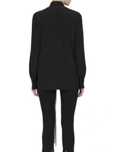 Shop Givenchy Contrast Tie-front Silk Crepe De Chine Blouse In Black-white