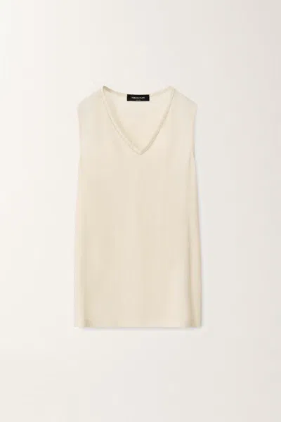 Fabiana Filippi Sleeveless Blouse With V-neckline And Monile Trim