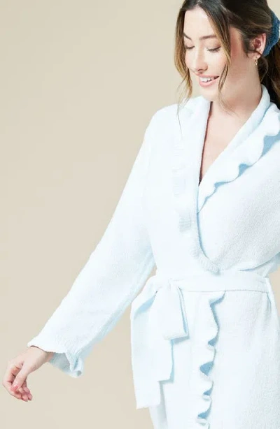 Softies Ruffle Chenille Robe In Blue
