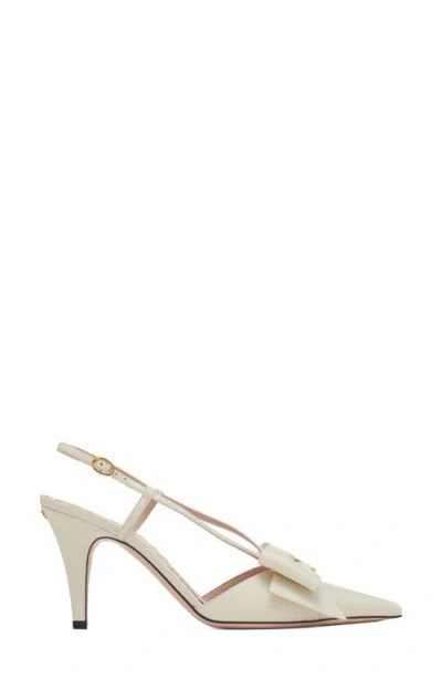 Valentino Garavani Valentino Bowow 85 Leather Slingback Pump In White