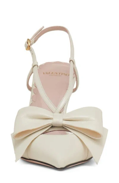 Valentino Garavani Valentino Bowow 85 Leather Slingback Pump In White