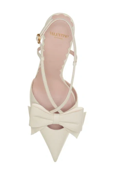 Valentino Garavani Valentino Bowow 85 Leather Slingback Pump In White