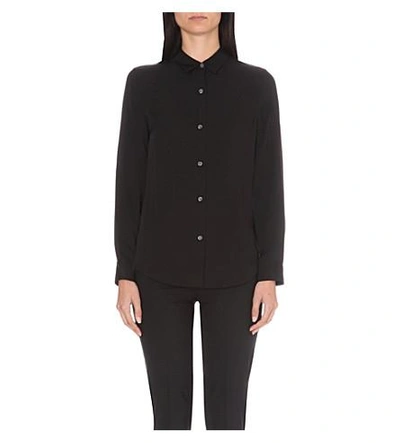 Shop Theory Tenia Classic Silk Shirt In Black