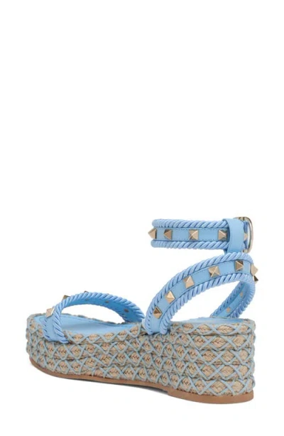 Valentino Garavani Rockstud Torchon Flatform Espadrilla Sandal In Blue
