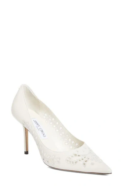 Jimmy Choo Love 85 Beaded Mesh Pumps In White