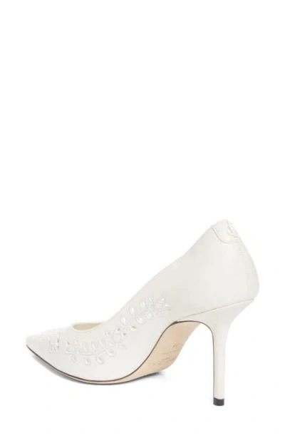 Jimmy Choo Love 85 Beaded Mesh Pumps In White