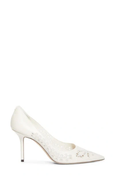 Jimmy Choo Love 85 Beaded Mesh Pumps In White