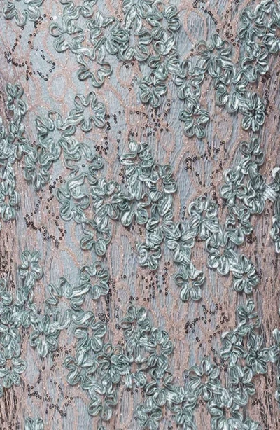 Xscape Evenings Soutache Lace Off The Shoulder Gown In Blue