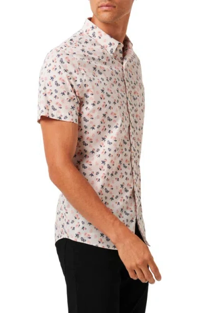 Travismathew Something New Floral Short Sleeve Stretch Cotton Blend Button-up Shirt In Multi