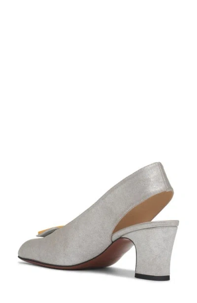 Valentino Garavani Block Heel Embellished Slingback Square Toe Pumps In White