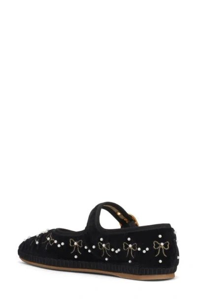 Valentino Signature Vlogo Ballerina Shoes In Velvet In Black