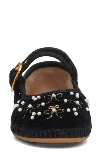 Valentino Signature Vlogo Ballerina Shoes In Velvet In Black