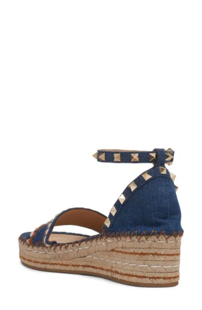 Valentino Garavani Rockstud Double Flatform Sandal In Denim 55mm Woman Blue 39 In Blue