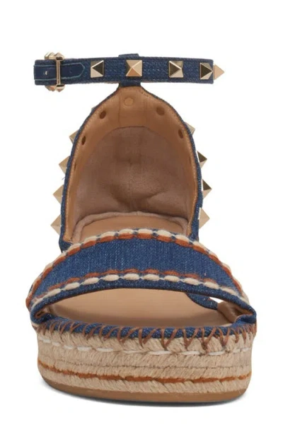 Valentino Garavani Rockstud Double Flatform Sandal In Denim 55mm Woman Blue 39 In Blue