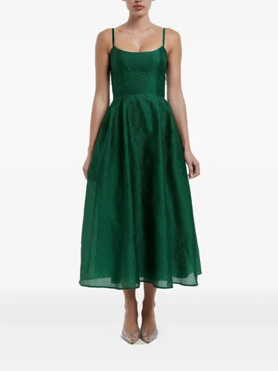 Post Meridiem Jacquard Corset-bustier Midi Dress