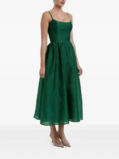 Post Meridiem Jacquard Corset-bustier Midi Dress