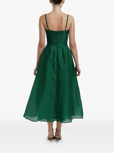 Post Meridiem Jacquard Corset-bustier Midi Dress