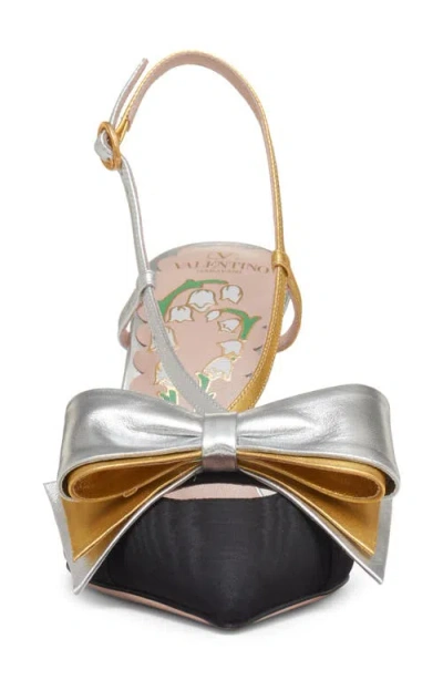 Valentino Garavani Slingback Bowow Pumps Black With Bow In Multi