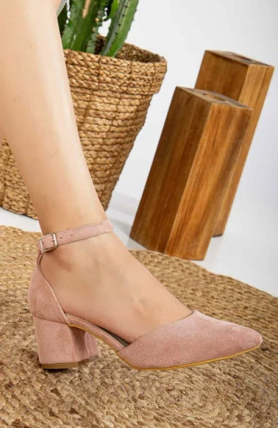 Forever & Always Shoes Marcelle Low Block Heel Pumps In Pink
