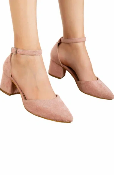 Forever & Always Shoes Marcelle Low Block Heel Pumps In Pink