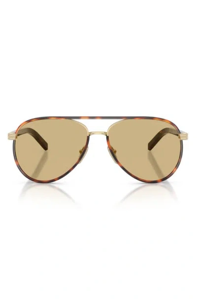 Prada Womens Gold Pr B57s Pilot-frame Steel Sunglasses In Neutral