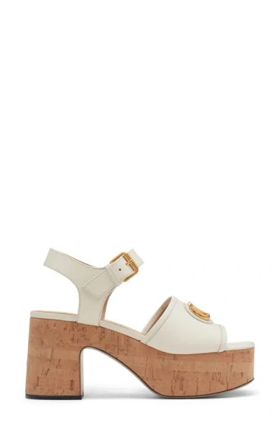 Valentino Garavani Vlogo Signature Sandal In Calfskin 80mm Woman Ivory 39 In White