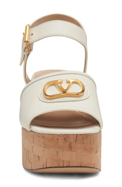 Valentino Garavani Vlogo Signature Sandal In Calfskin 80mm Woman Ivory 39 In White