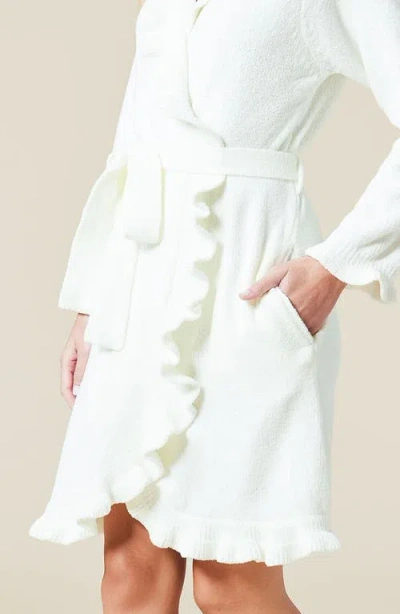 Softies Soft Ruffle Chenille Robe In Ivory