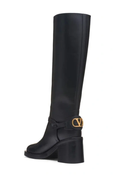 Valentino Garavani Vlogo Signature 80 Embellished Leather Knee Boots In Black