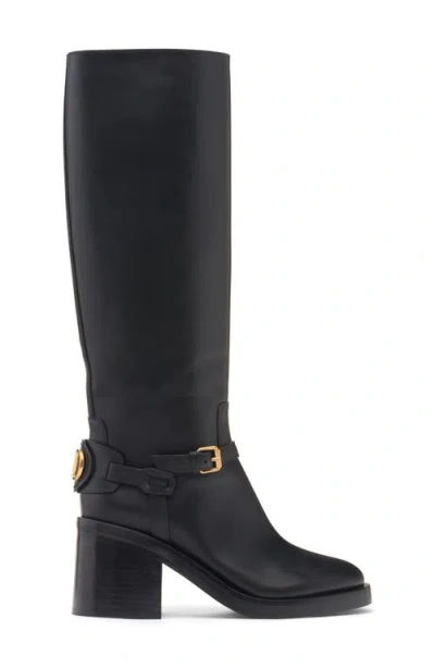 Valentino Garavani Vlogo Signature 80 Embellished Leather Knee Boots In Black
